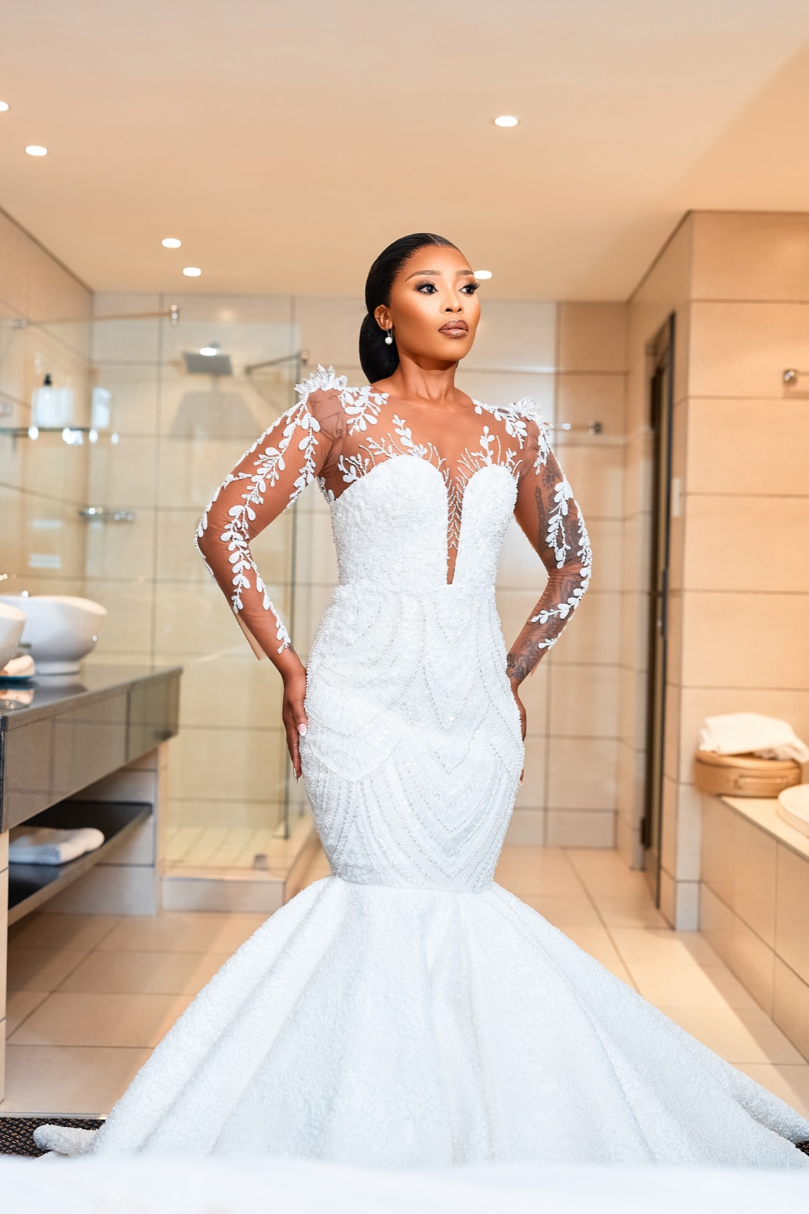 Bride in a lace gown photographed by Jepson Myles, Johannesburg